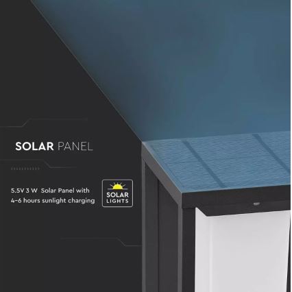 LED sieninis šviestuvas su jutikliu, įkraunamas saulės energija SAMSUNG CHIP LED/2W/3,7V IP65 2600 mAh