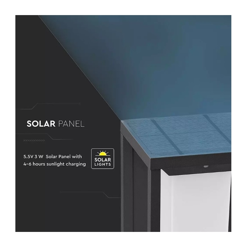 LED sieninis šviestuvas su jutikliu, įkraunamas saulės energija SAMSUNG CHIP LED/2W/3,7V IP65 2600 mAh