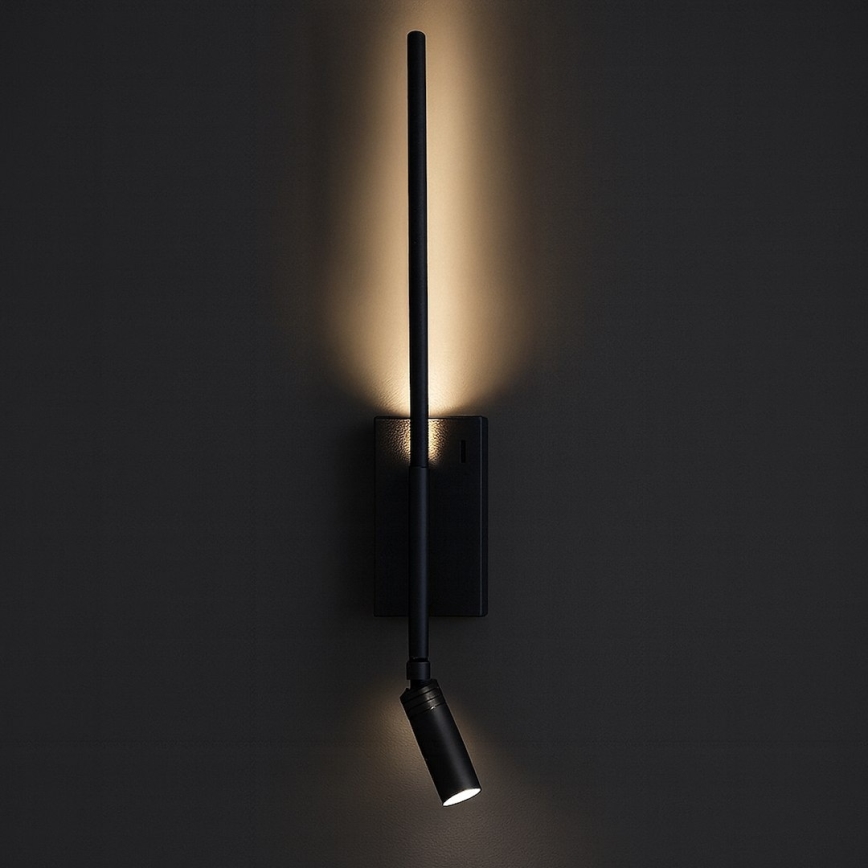 LED sieninis šviestuvas TORCH LED/6W/230V + LED/3W juodas