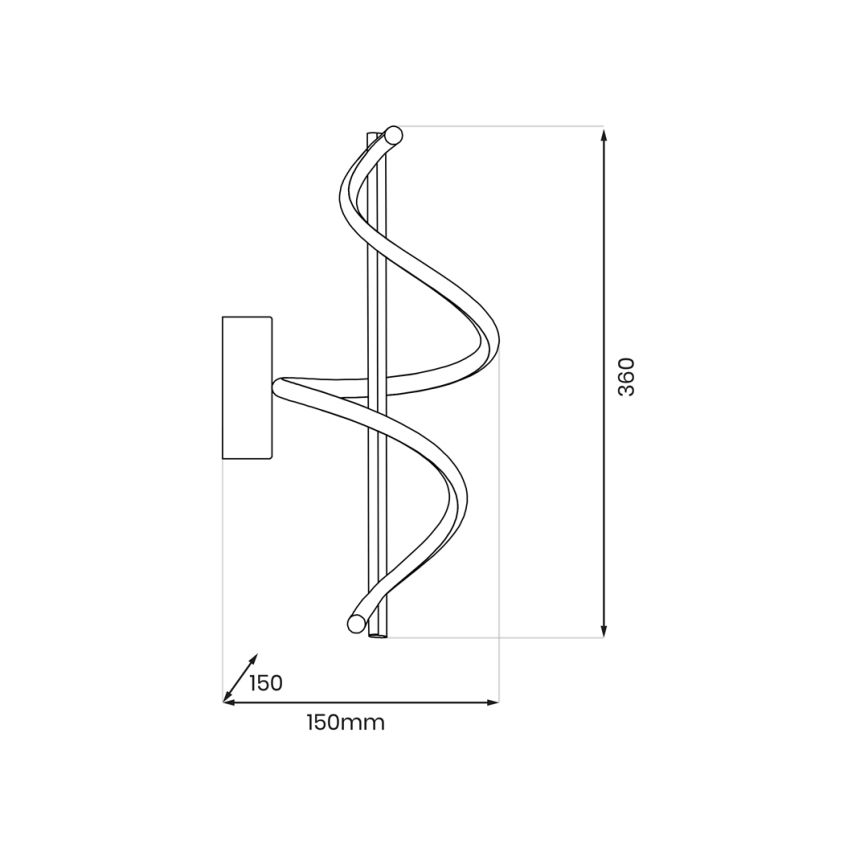 LED sieninis šviestuvas TWIST LED/12W/230V juoda