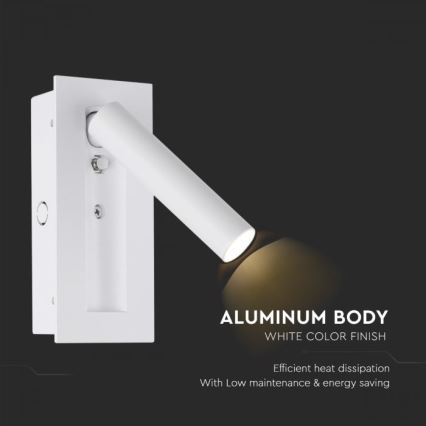 LED sieninis taškinis šviestuvas LED/2W/230V 3000K balta