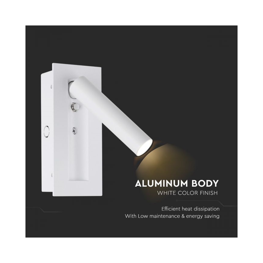 LED sieninis taškinis šviestuvas LED/2W/230V 3000K balta