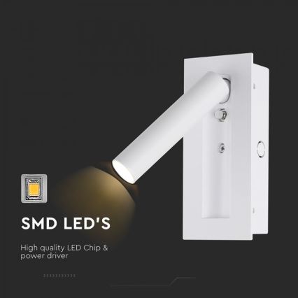 LED sieninis taškinis šviestuvas LED/2W/230V 3000K balta
