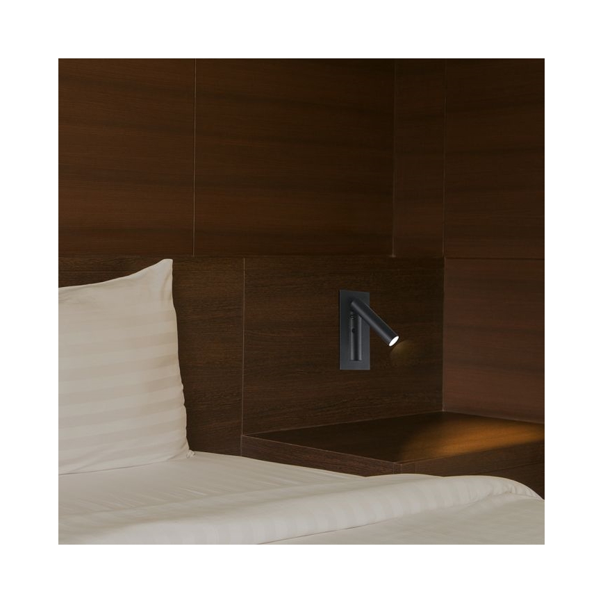 LED sieninis taškinis šviestuvas LED/2W/230V 3000K juodas