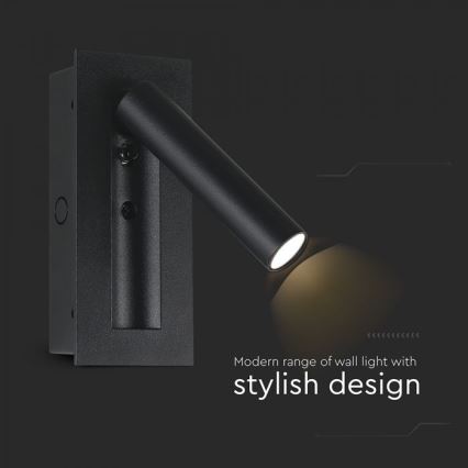 LED sieninis taškinis šviestuvas LED/2W/230V 3000K juodas