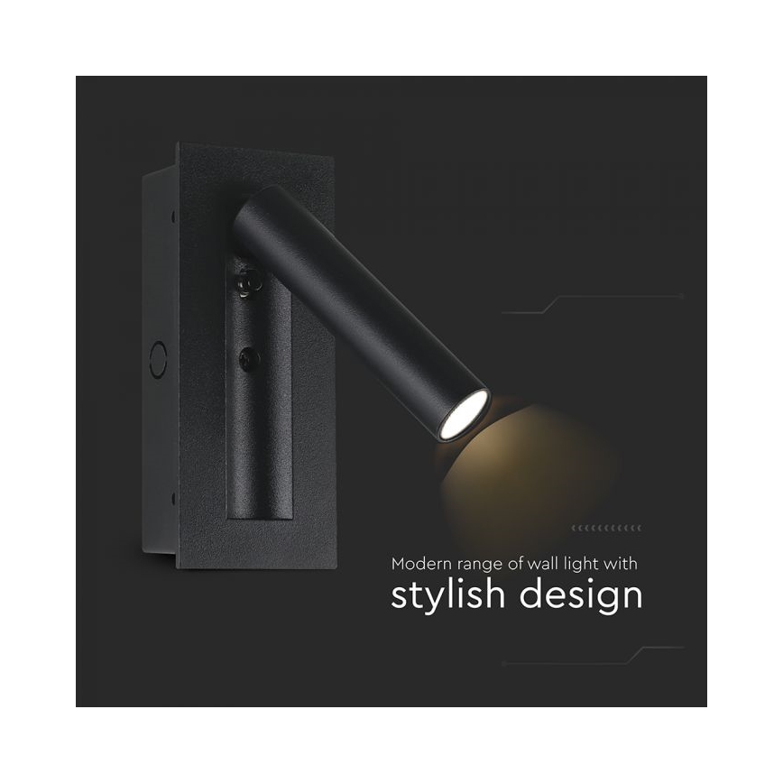 LED sieninis taškinis šviestuvas LED/2W/230V 3000K juodas