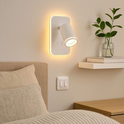 LED sieninis taškinis šviestuvas PIPE 1xGU10/10W/230V + LED/6W baltas
