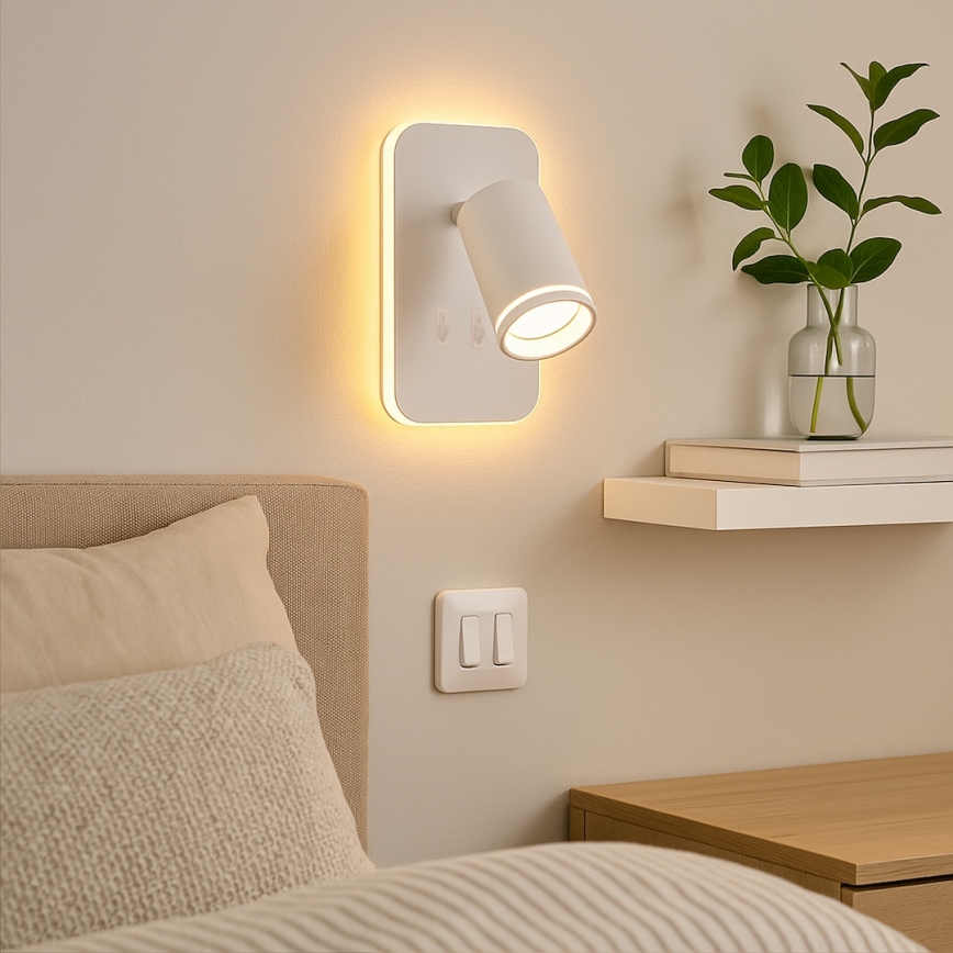 LED sieninis taškinis šviestuvas PIPE 1xGU10/10W/230V + LED/6W baltas