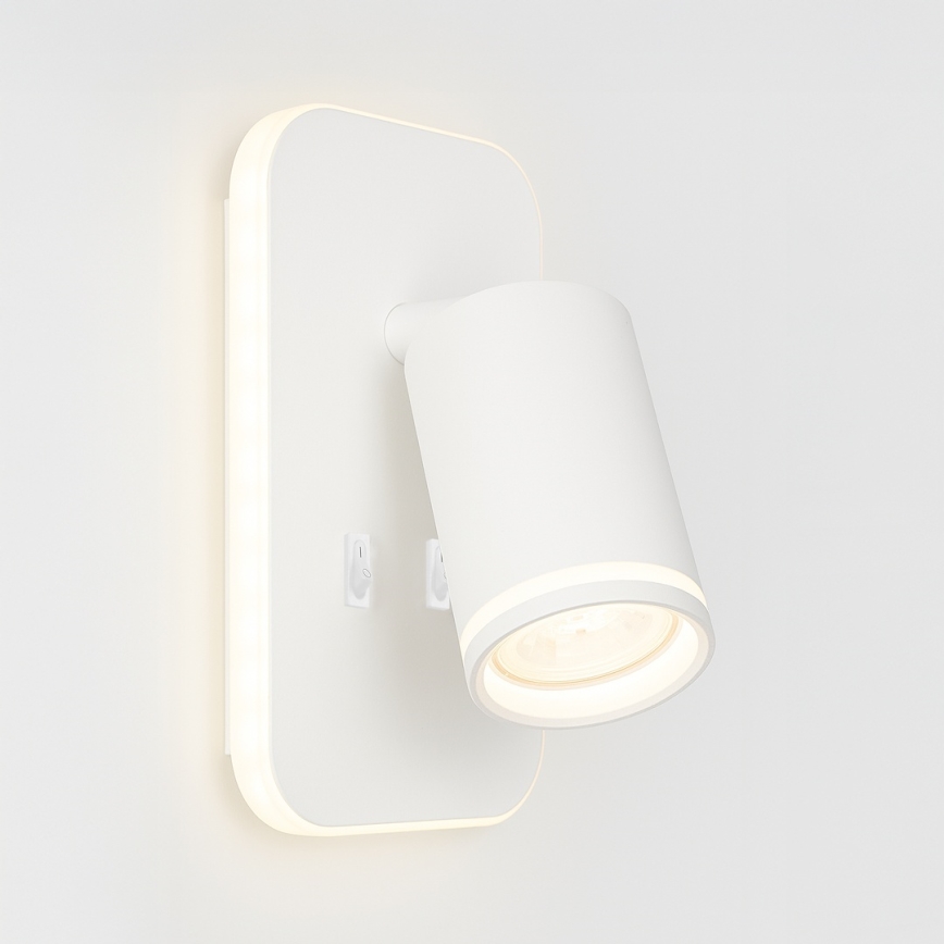 LED sieninis taškinis šviestuvas PIPE 1xGU10/10W/230V + LED/6W baltas