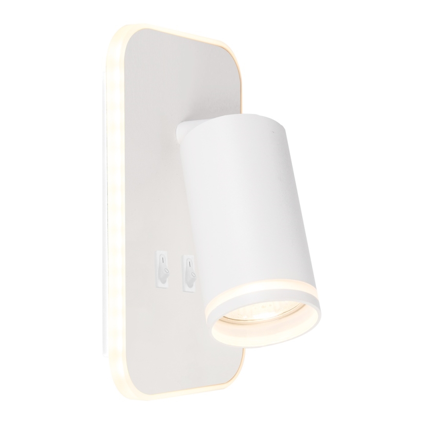 LED sieninis taškinis šviestuvas PIPE 1xGU10/10W/230V + LED/6W baltas
