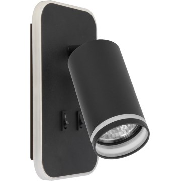 LED sieninis taškinis šviestuvas PIPE 1xGU10/10W/230V + LED/6W juodas
