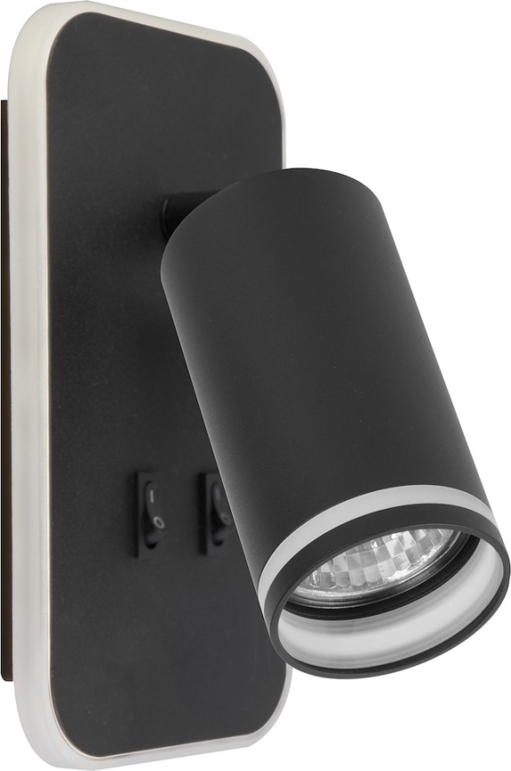 LED sieninis taškinis šviestuvas PIPE 1xGU10/10W/230V + LED/6W juodas