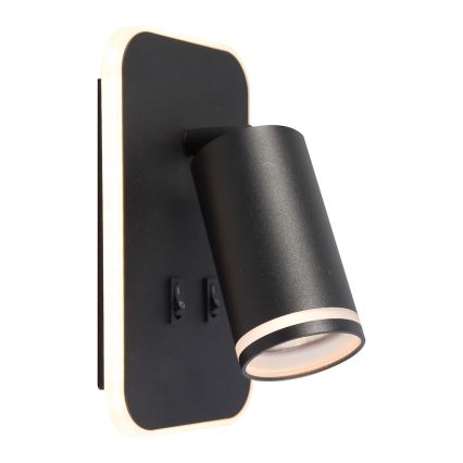 LED sieninis taškinis šviestuvas PIPE 1xGU10/10W/230V + LED/6W juodas