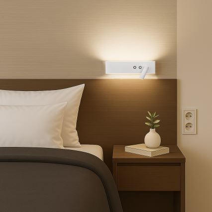 LED sieninis taškinis šviestuvas RESORT LED/10W/230V + LED/3W, baltas, dešinės pusės