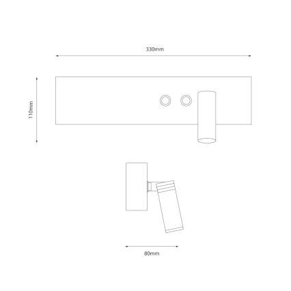 LED sieninis taškinis šviestuvas RESORT LED/10W/230V + LED/3W, baltas, dešinės pusės