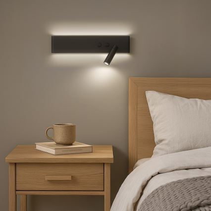 LED sieninis taškinis šviestuvas RESORT LED/10W/230V + LED/3W, juodas, dešininis