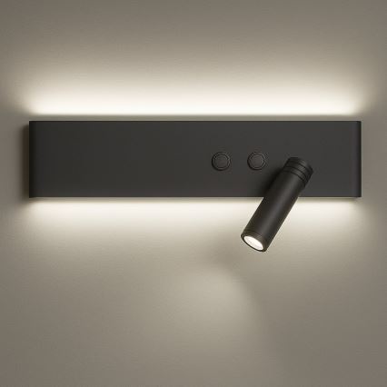 LED sieninis taškinis šviestuvas RESORT LED/10W/230V + LED/3W, juodas, dešininis