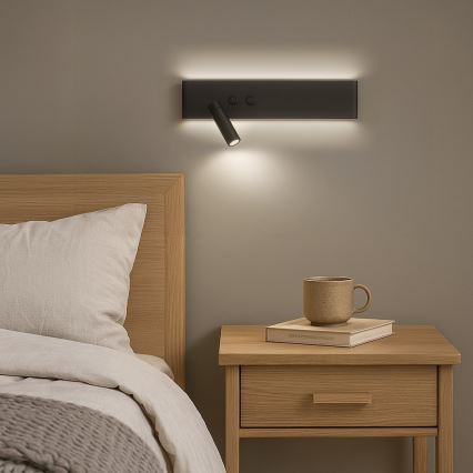 LED sieninis taškinis šviestuvas RESORT LED/10W/230V + LED/3W juodas kairinis