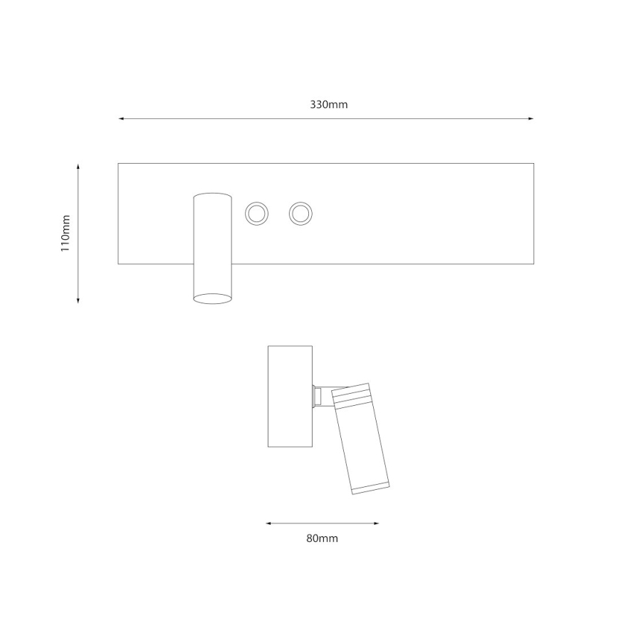 LED sieninis taškinis šviestuvas RESORT LED/10W/230V + LED/3W juodas kairinis
