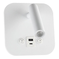 LED sieninis taškinis šviestuvas su USB prievadu, 8 W / 230 V / 3000 K, balta