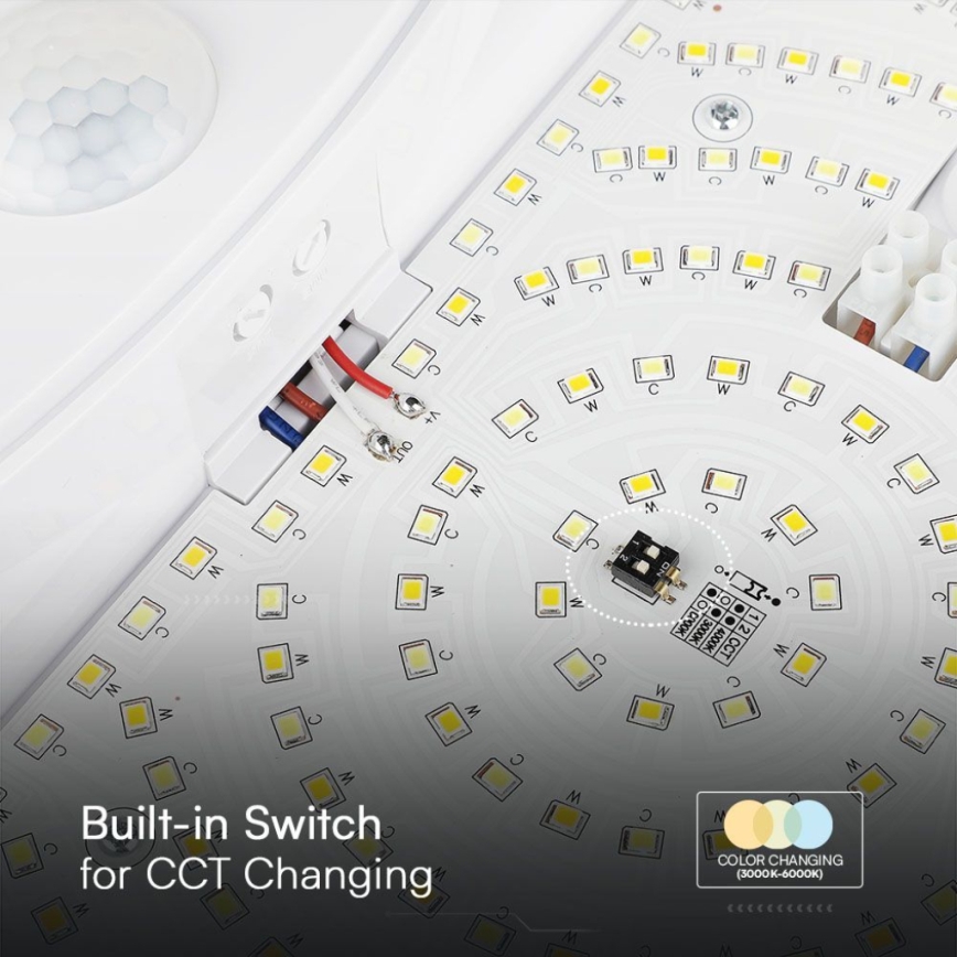 LED Sieninis vonios šviestuvas su jutikliu SAMSUNG CHIP LED/15W/230V 3000/4000/6000K IP44 balta