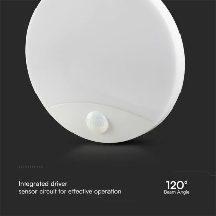 LED Sieninis vonios šviestuvas su jutikliu SAMSUNG CHIP LED/15W/230V 3000/4000/6000K IP44 balta