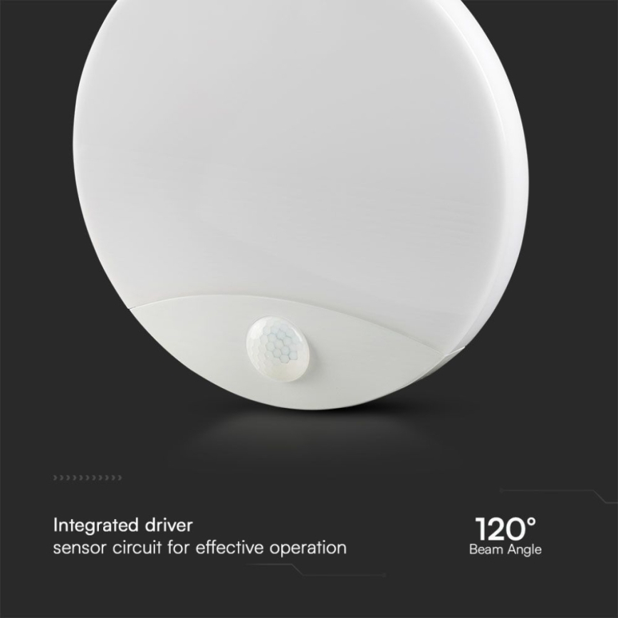 LED Sieninis vonios šviestuvas su jutikliu SAMSUNG CHIP LED/15W/230V 3000/4000/6000K IP44 balta