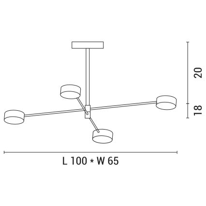 LED sietynas 4xLED/12W/230V 4000K auksas