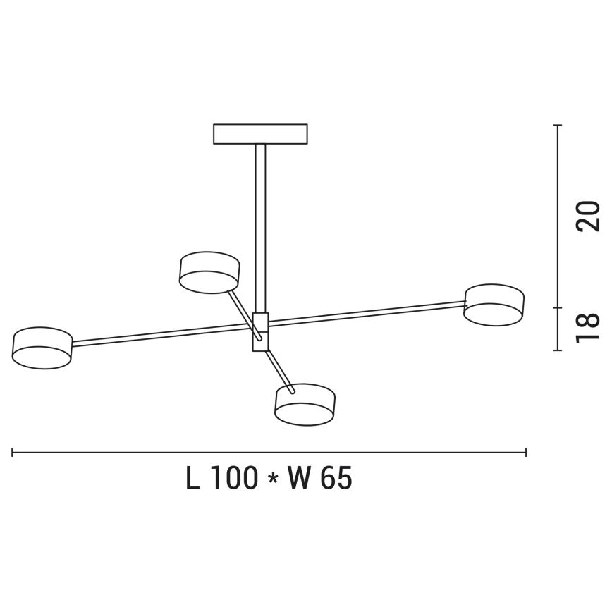LED sietynas 4xLED/12W/230V 4000K auksas