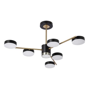 LED sietynas 6xLED/7W/230V + LED/6W 3000 - 6000K diametras 69 cm auksas/juoda