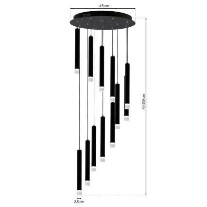 LED Sietynas ant virvės CARBON 12xLED/12W/230V