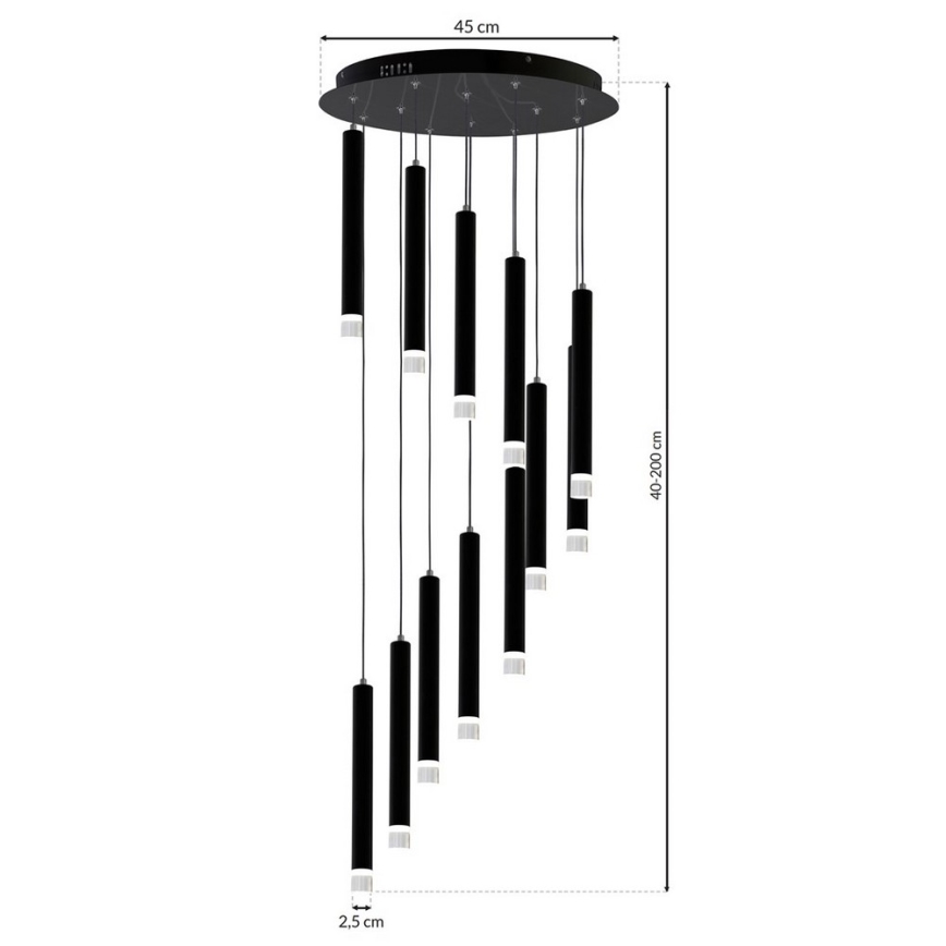 LED Sietynas ant virvės CARBON 12xLED/12W/230V