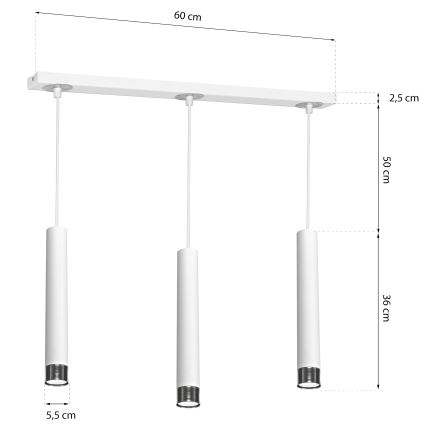 LED Sietynas ant virvės DANI 3xGU10/8W/230V
