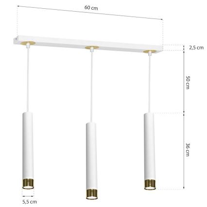 LED Sietynas ant virvės DANI 3xGU10/8W/230V