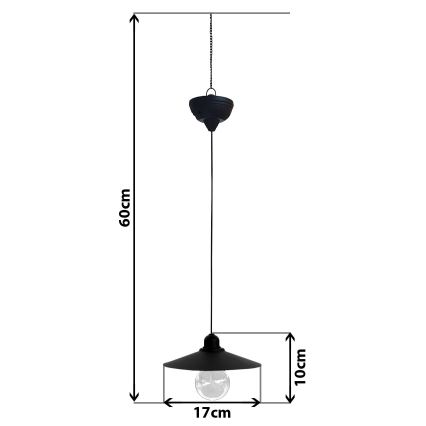 LED sietynas, įkraunamas saulės energija ant stygos DINA 1,2V 200 mAh IP44