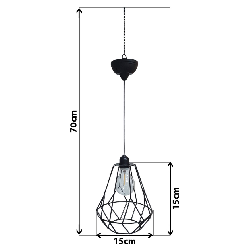 LED sietynas, įkraunamas saulės energija ant stygos KATTY 1,2V 300 mAh IP44