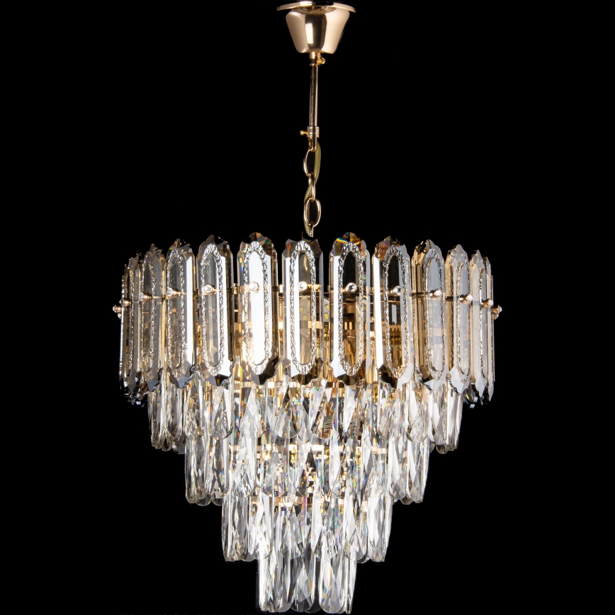 LED Sietynas, kabinamas ant grandinės 7xE27/60W/230V + 4xLED/6W diametras 40 cm auksas