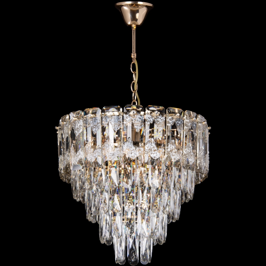 LED Sietynas, kabinamas ant grandinės 7xE27/60W/230V + 4xLED/6W diametras 40 cm auksas