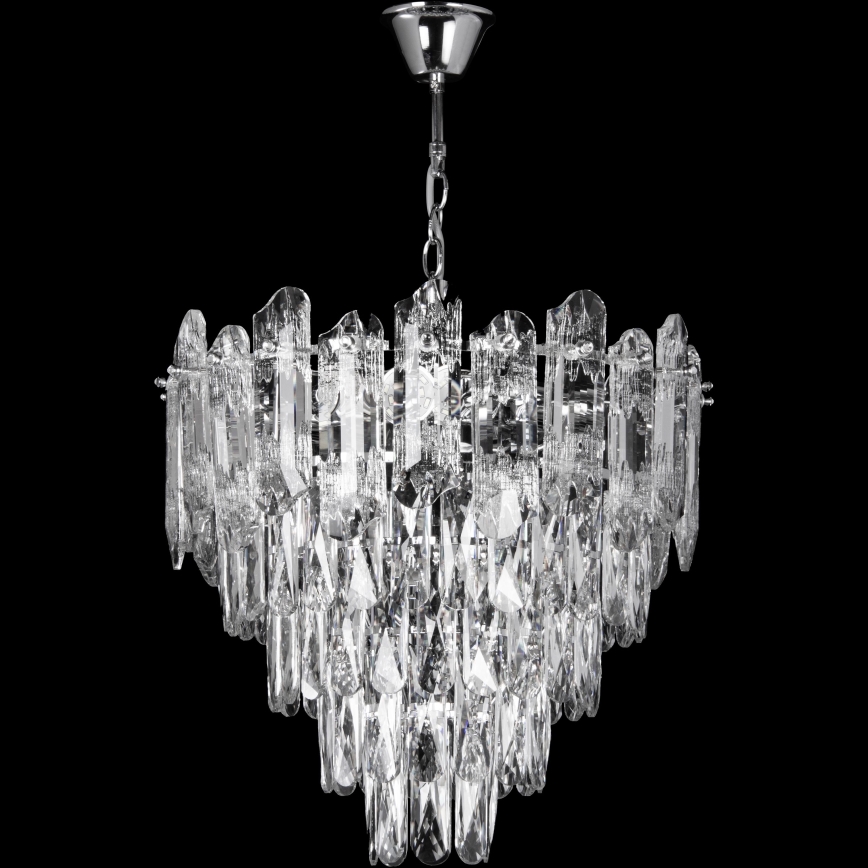 LED Sietynas, kabinamas ant grandinės 7xE27/60W/230V + 4xLED/6W diametras 40 cm blizgus chromas