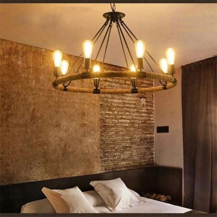 LED Sietynas, kabinamas ant grandinės ROPE ARTHUR 8xE27/6W/230V