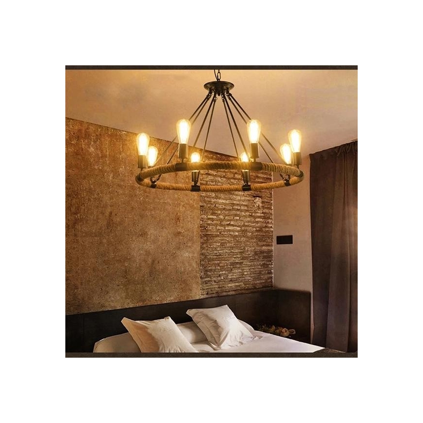 LED Sietynas, kabinamas ant grandinės ROPE ARTHUR 8xE27/6W/230V