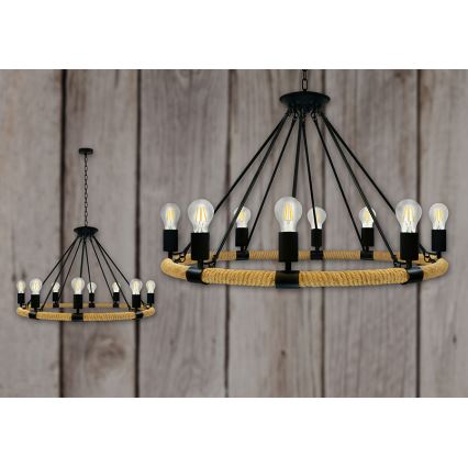 LED Sietynas, kabinamas ant grandinės ROPE ARTHUR 8xE27/6W/230V