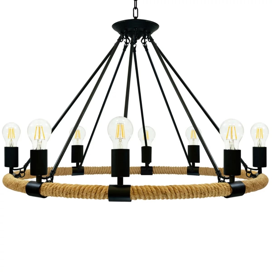 LED Sietynas, kabinamas ant grandinės ROPE ARTHUR 8xE27/6W/230V