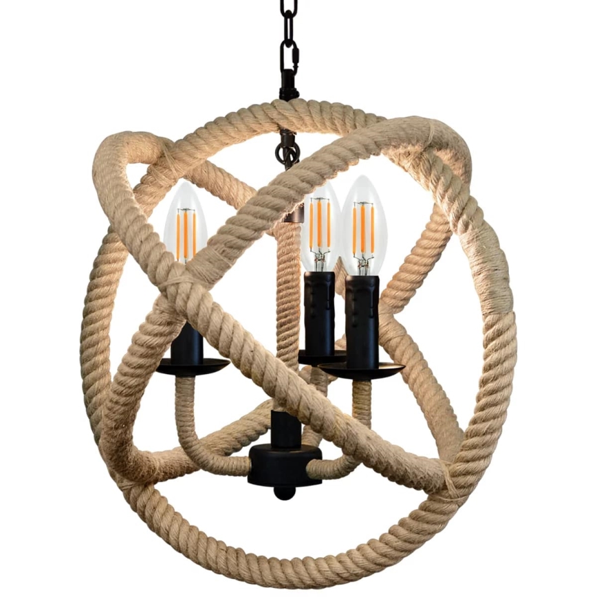 LED Sietynas, kabinamas ant grandinės ROPE GLOBO 3xE14/4,3W/230V