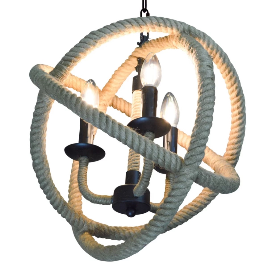 LED Sietynas, kabinamas ant grandinės ROPE GLOBO 3xE14/4,3W/230V