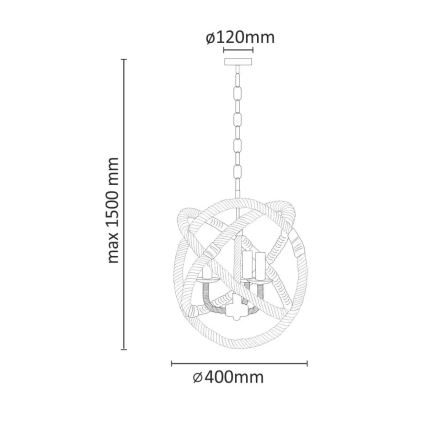 LED Sietynas, kabinamas ant grandinės ROPE GLOBO 3xE14/4,3W/230V