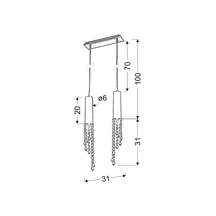 LED sietynas, kabinamas ant virvės DUERO 2xLED/3W/230V