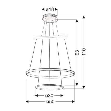 LED sietynas, kabinamas ant virvės LUNE LED/40W/230V