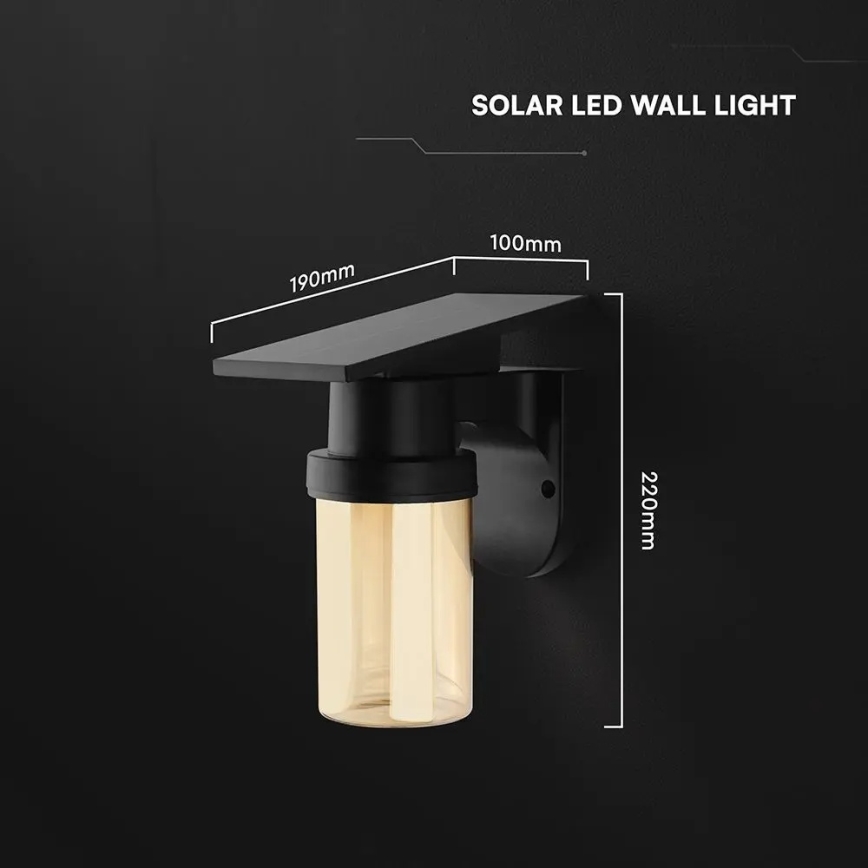 LED saulės sieninė lempa LED/3,7V 2700/3200/5000K IP54 1800 mAh juoda/dūminė smėlinė + nuotolinio valdymo pultas