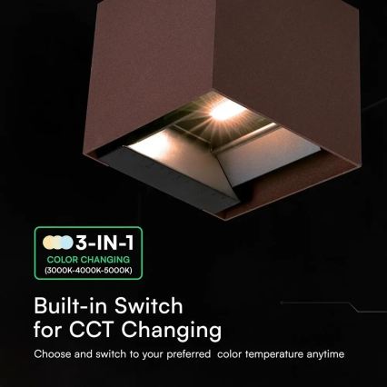 LED saulės sieninis šviestuvas su jutikliu LED/9W/3,7V 3000/4000/5000K IP65 2600 mAh rudas